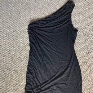 A New Day Womens Black Dress Size XXL Stretchy Tshirt One Shoulder Strap Ruched